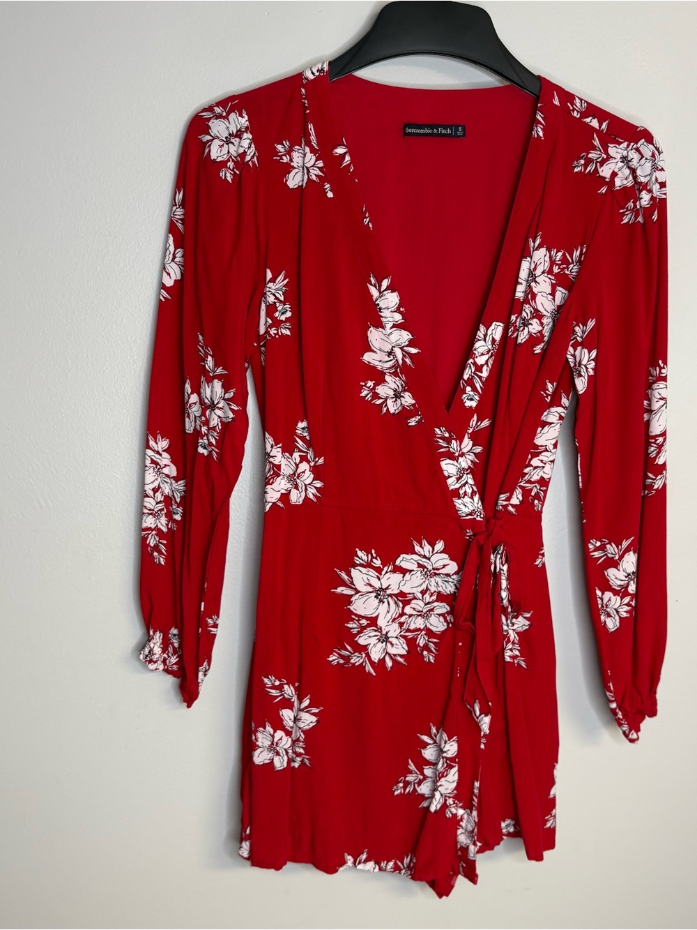 Abercrombie & Fitch Red Floral Wrap Dress